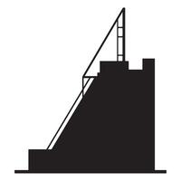 Architectural silhouette depicting a modern structure with angled support elements and elevated design vector