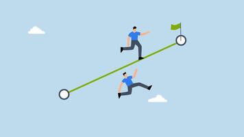4k animation of Businessmen vie with sage who navigates straightforward path while others struggle along challenging, unclear route. video