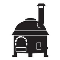 A simple and modern black and white illustration of a brick oven for baking and cooking vector