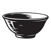 Simple black and white illustration of an empty bowl perfect for food preparation and design vector