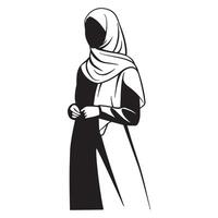 Elegant silhouette of a muslim woman wearing a hijab in a graceful and modern style vector
