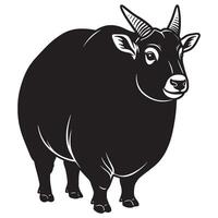 Bold black and white illustration of a standing sable antelope on a clean white background vector