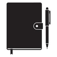 illustration of a black notebook with a pen for planning and organization vector