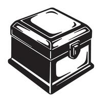 illustration of a closed wooden chest with classic design and black color scheme vector