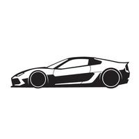 Sleek black and white silhouette illustration of a modern sports car against white background vector