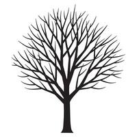 Black and white silhouette of a tree depicting bare branches and a thick trunk vector