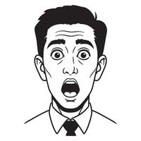 Astonished man in suit and tie showing shocked facial expression illustration vector