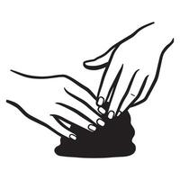 Artistic illustration of hands working with clay isolated on a white background vector