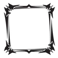Abstract geometric frame illustration with decorative angular corner designs in black and white vector