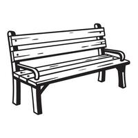 illustration of a simple wooden bench with black outline on a white background vector