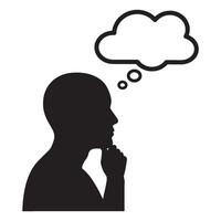 Silhouette of a thinking person with a thought bubble on a white background vector