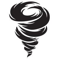 Black and white illustration of a powerful twister or tornado on white background vector