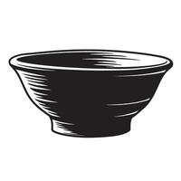 A hand drawn illustration of a black and white empty bowl isolated vector