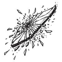 Shattered glass illustration exploding with numerous fragments and a hand drawn style vector