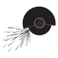 Abstract illustration of a cutting disc tool with sparks against a white background vector