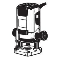 Black and white illustration of a power router tool for woodworking projects vector