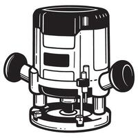 illustration of a woodworking router tool in black and white isolated on white background vector