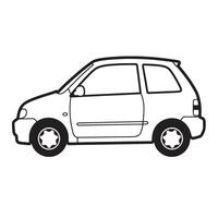Black and white illustration of a compact hatchback car side view perfect for design projects vector