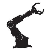 Silhouette illustration of a robotic arm in motion for technology automation and engineering concepts. vector