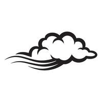 Stylized black and white cloud and wind silhouette for graphic design and weather concepts vector