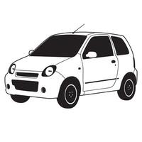 illustration of a compact two door hatchback car in black and white design vector