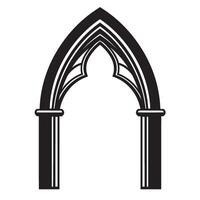 Elegant black and white architectural arch design illustration for gothic and medieval projects vector