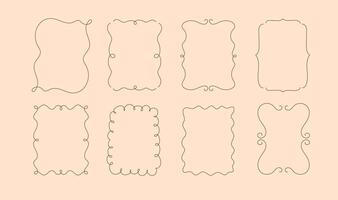 Quirky trendy Frame, Hand Drawn Borders for Wedding Invitation, Whimsical frames for birthday card, Squiggly and Wavy Borders. Minimalist line art vector