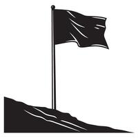 Silhouette of a black flag on a hilltop with a style for conceptual design vector