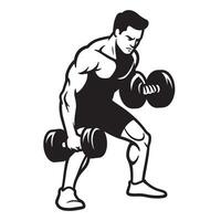 illustration of a muscular man performing bicep curls with dumbbells vector