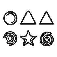 Black outline geometric shapes including triangles circles and stars in minimal style vector
