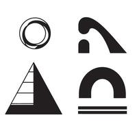 Abstract geometric shapes in bold black on white background for minimalist design vector