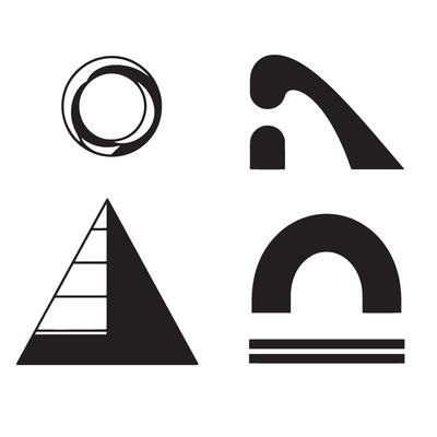 Abstract geometric shapes in bold black on white background for minimalist design