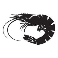 Detailed black silhouette of a shrimp illustrating seafood and culinary themes on white background vector