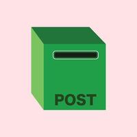 Post box icon. Green ballot box illustration. Communication illustration design elements in the past. Vintage design, retro design in flat style. vector