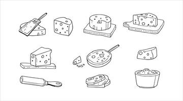 Cheese Dairy Food Icon Collection. Cheese on a Sliced Bread Sandwich for Breakfast and a Piece of Dairy Product vector