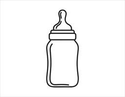 Bottle of milk set against a white background. Flat style artwork. Outline icon with a customizable stroke. Gear for taking care of babies. vector