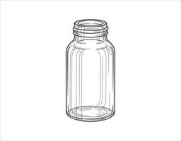 Solitary bottle. Line art depicting an empty glass vial, jar, or bottle vector