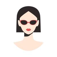 Woman in sunglasses abstract minimalist portrait isolated on white background vector