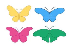Colored butterflies. Set of different butterfly outline icons vector