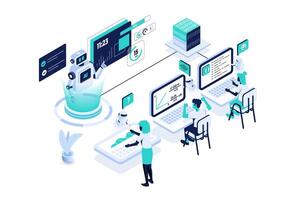 AI technology in modern workplace illustration vector