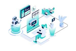 AI robots assisting in job recruitment vector