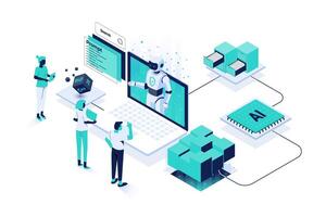 AI technology in web development illustration vector