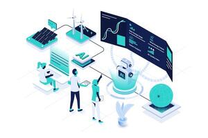 AI and renewable energy technology illustration vector