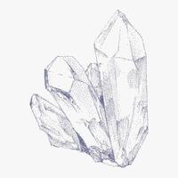 Graceful gemstone and mineral slice in vintage stipple style. Elegant gritty halftone effect, texture to magical rock and crystal illustrations. vector