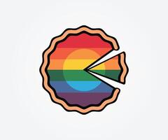 piece of pie illustration, a rainbow flag with a slice of pie in the middle vector