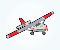 propeller airplane illustration, a small airplane with red and white stripes vector