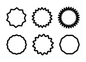 Circle black lined borders. Curve edge thin frames. Wavy simple circles. Minimal round frames. Graphic doodle illustration. Geometric line design pattern. Editable stroke icons. vector