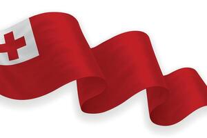 Tonga national flag waving on white background vector