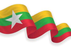 Myanmar national flag waving on white background vector