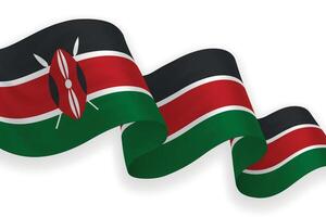 Kenya national flag waving on white background vector